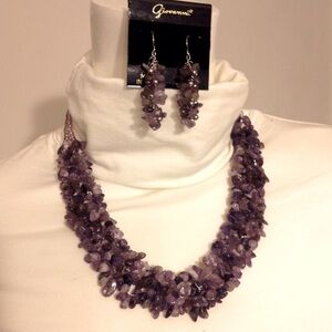 Amethyst Nugget Necklace an Earrings